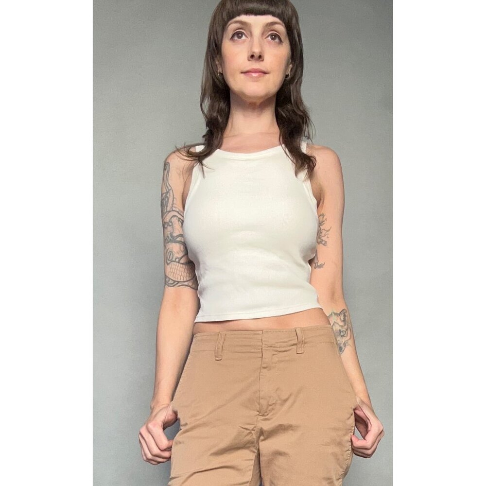 Size S | Women Uniqlo White Ribbed Cropped Bra Top